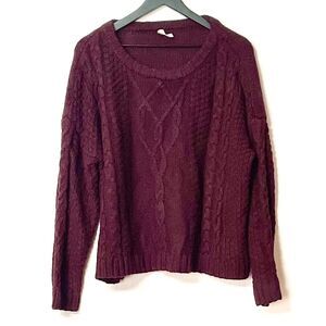 Mudd Scoop Neck Burgondy Long Sleeve Knit Sweater Size 1X